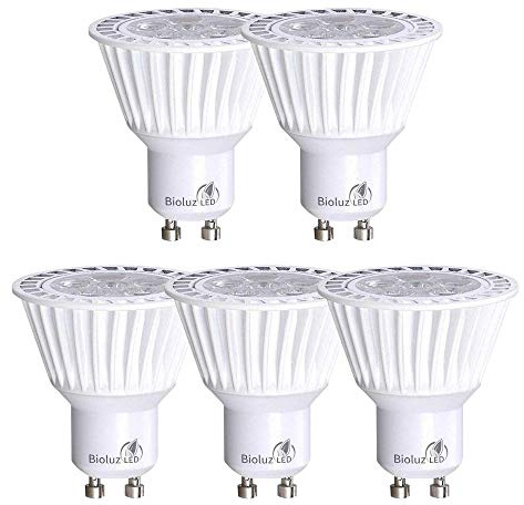Bioluz LED 5 Pack LED Bulbs Commercial Grade GU10 LED Light Bulb Dimmable 3000K, 50W Halogen Replacement, LED Lights for Bedroom & Home Decor, 120V UL Listed Light Bulbs (Pack of 5)