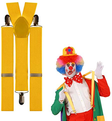 NET TOYS Hosenträger Hosenhalter gelb Bundhalter Damen Braces Herren Y-Form Hosen Träger Clown Kostüm Accessoire