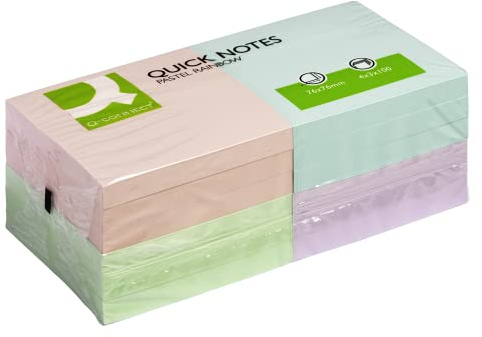 Q-Connect KF10509 Haftnotizen Quick Notes pastellfarben, 75 x 75 mm