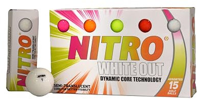 Nitro White Out Golf Balls (Pack of 15) - Multi-Colour