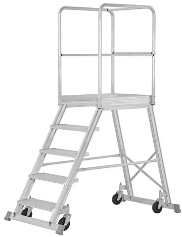 Hymer Podesttreppe fahrbar, einseitig begehbar, Podestgröße 600x800 mm, Stufenanzahl 8, Standhöhe 1950 mm, Gewicht 49,5 kg
