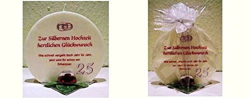 Silberhochzeitskerze Geschenk Kerze zur Silberhochzeit - Geschenke zur silbernen Hochzeit 215g Grundpreis 139,30€/kg