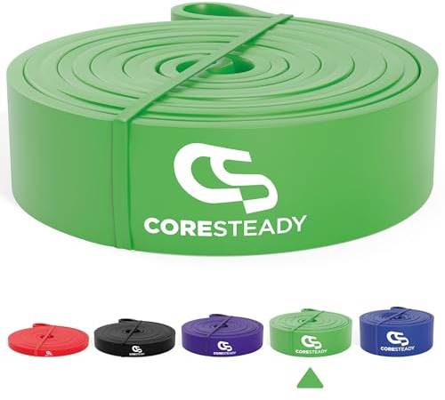 Coresteady Pull Up Bands & Resistance Bands - Rubber Heavy Duty Elastic Loop Band for Men & Women - Build Fit Power & Muscle - Training, Fitness Assist Pull Ups & Gym Exercise - Green, 22-56kg