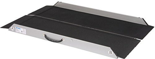 FabaCare Premium Rollstuhlrampe, Rampe Aluminium, Friktionsbelag, Kofferrampe, Flachrampe, faltbar, 150 cm