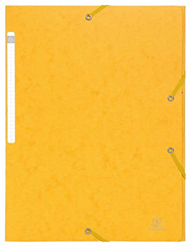 Exacompta 55759E Sammelmappe (Manila-Karton, Etikett, 3 Klappen, Gummizug, 425g, DIN A4) 1 Stück gelb