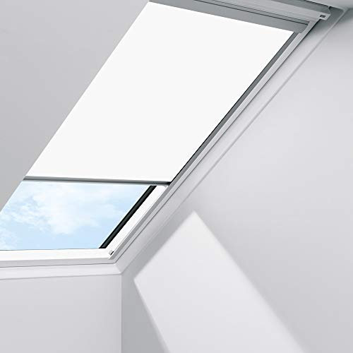 Original VELUX Standard Sichtschutz Rollo RFL S10 / 610 1028S Dekor Uni Weiß passgenau für GGL GPL GHL S10 / 610 mit Aluminium Führungsschienen