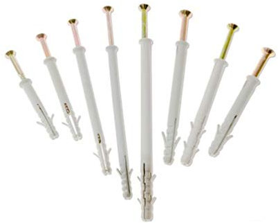 20 x Nylon Frame Hammer Anchor Screw Fixings, 80mm x M8 used to fix windows, doors and conservatory frames to masonry walls