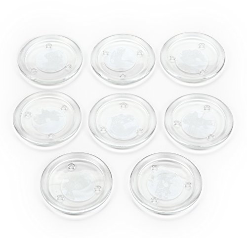 Hosley's Set of 8 Clear Glass Pillar Plates - 4 Inch Diameter. Ideal Gift for Weddings, Parties, Spa, Pillar Candle, Votive Candle Garden. Or as a Pedestal W1