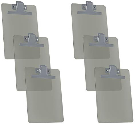 Acrimet Klemmbrett, Memo Größe (23.5 cm x 16 cm) Premium Metall Clip, (Rauch Farbe) (Kunststoff) (6er-Pack)