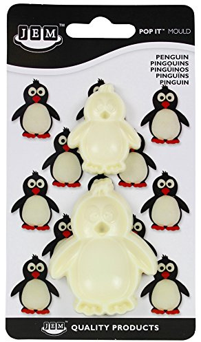 PME 1102EP017 Jem Pop It - Motivform Pinguin zum dekorieren von Torten, Sortiment 2 - Große und kleine Größen, Kunststoff, Ivory, 5 x 2 x 6 cm