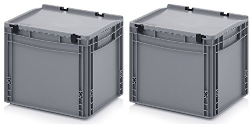 Auer Packaging 2x Eurobehälter 40 x 30 x 33,5 mit Scharnierdeckel inkl. gratis Zollstock * 2er Set