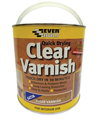 Everbuild – Quick Drying Clear Varnish – Indoor Use – Ideal For Interior Wood – Scratch-Resistant – Satin Finish – 2.5 Litre