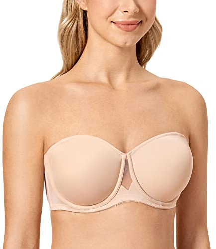 DELIMIRA Donna Reggiseno Senza Imbottitura Spalline Staccabili Ferretto Beige 2C