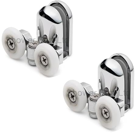 ShowerPart Twin/Double Bottom Shower Door Rollers/Wheels/Runners SP4, Diameter 23mm, Wheel Thickness 6mm, Chromed Plastic Cover, Shower Door Replacement Parts, 2X