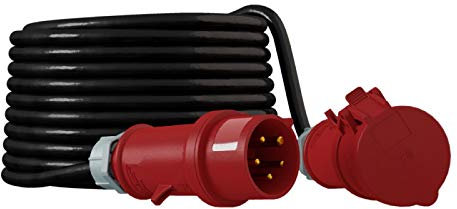 Doktorvolt Verlängerungskabel 2 m Kabel CEE Stromkabel Verlängerung 400V 16A IP44 Kabelverlängerungen 5 x 2,5 mm2 Außen Außenbereich Gummikabel Starkstromkabel Kraftstromkabel Baustellen Ölbeständig