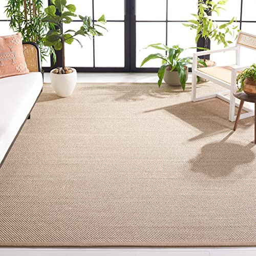 SAFAVIEH Naturfaser Teppich für Wohnzimmer, Esszimmer, Schlafzimmer - Natural Fiber Collection, Kurzer Flor, Natürlich, 200 x 200 cm