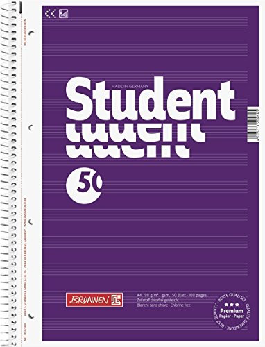 BRUNNEN 1067944 Collegeblock mit Notenlinien, A4, Spiralbindung, 4-fach gelocht, 90 g/m², Notenlineatur (5er Pack)