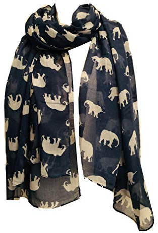 Skäm bort dig själv nu elefant djurtryck damhalsduk bra present/present. navy with white 100cm X 185cm