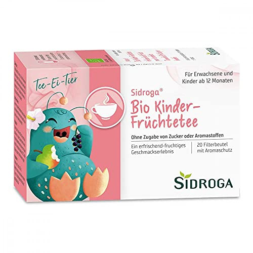 Sidroga Bio Kinder-Früchtetee, 20 St. Filterbeutel | Bio-Früchtetee für Kinder mit Apfel, schwarzer Johannisbeere und Hibiskus – fruchtig mild und ohne Koffein
