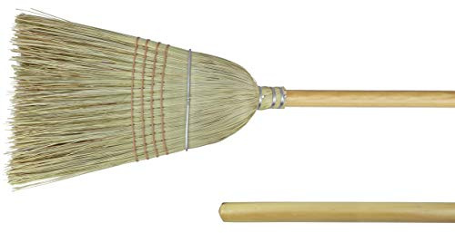 Weiler 44008 Corn Fiber Heavy-Duty Wire Banded Warehouse Broom with Wood Handle, 1-1/2 Head Width, 57 Overall Length, Tan