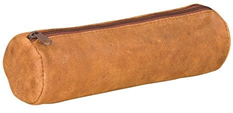 ELBA 400033035 Federmäppchen Form Rund, Leder 22 x Durchmesser 6 cm Vintage
