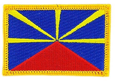 Akachafactory Patch écusson brodé Drapeau ile de la Reunion 974 thermocollant Insigne Blason