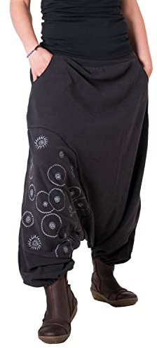 Vishes alternativa kläder varm termo harembyxor av fleece broderad