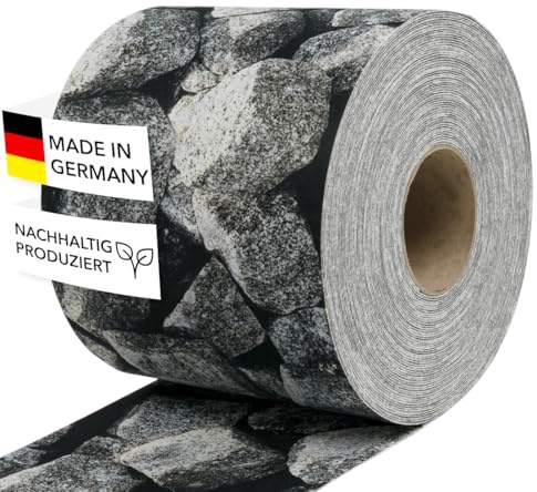 Zaundruck Sichtschutzstreifen Polyester - nachhaltiger Sichtschutz für Doppelstabmattenzaun - Motiv Windschutz 26 m x 19 cm - Sichtschutz-Rolle - Granitwürfel