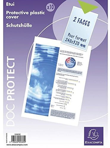 Exacompta 5385E 10er Pack Kunststoff Prospekthüllen 24 x 32 cm transparent glasklar oben offen Klarsichtfolie Plastikhülle Klarsichthülle ideal für Ordner Ringbücher und Hefter