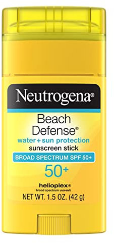 Neutrogena Beach Defense Sunscreen Stick with Broad Spectrum SPF 50+, Lightweight Water-Resistant Sunscreen with Oil-Free & PABA-Free Formula, 1.5 oz