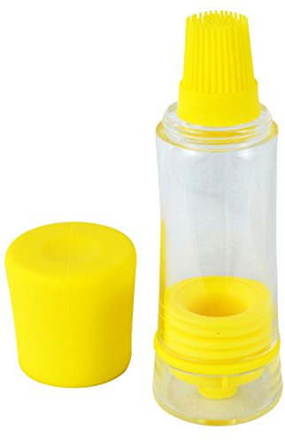 Southern Homewares 3 in 1 Bottle Basting Brush, Silicone Olive, Syrup, and Sauce Dispenser, Yellow