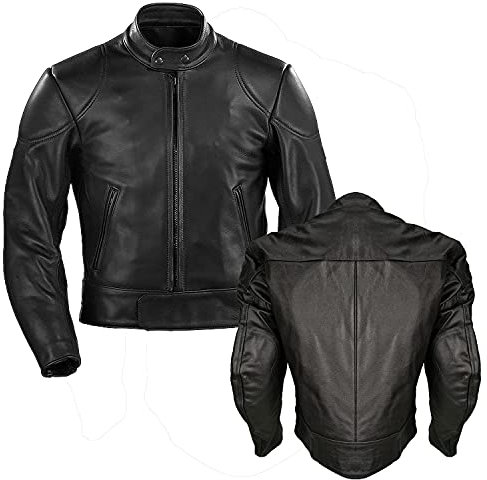 WinNet Giacca da per moto pelle con protezioni