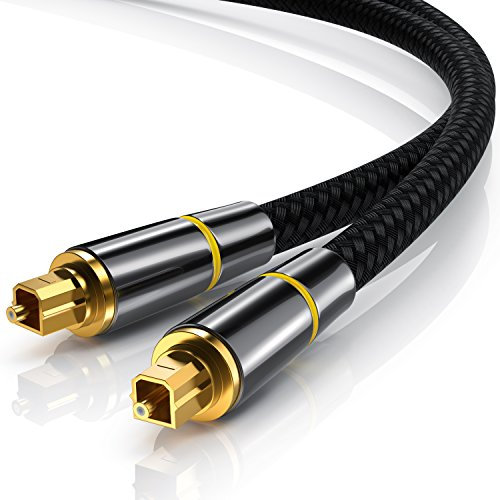 CSL - 2,0m HQ Platinum Toslink optisch digital Kabel S PDIF Audio Kabel - Aluminium Stecker vergoldete Kontakte Nylonummantelt - LWL Lichtwellenleiter - 2,0 Meter