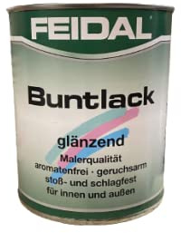 Feidal Alkydharzlack, Buntlack , auf Lösemittelbasis, für Innen und Außen, Schwarz / Tiefschwarz RAL 9005, glänzend, 0,75 L, Malerqualität