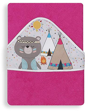 Interbaby Asciugamano con cappuccio per neonato INDIO in fucsia - 560 g