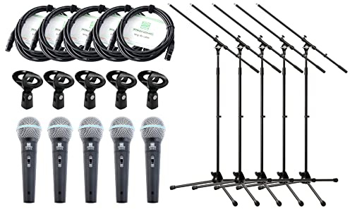 Pronomic DM-58-B Vocal Mikrofon Starter Set 5x Mikro, XLR Kabel, Klemme