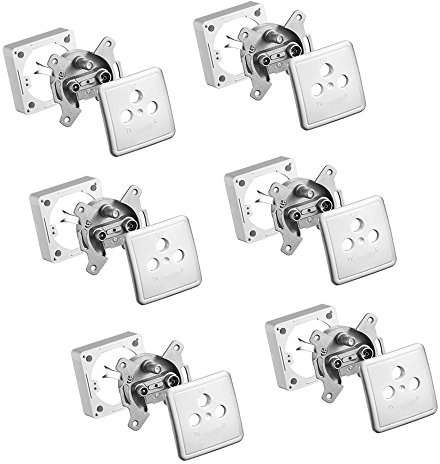 6x ARLI Satdose 3-fach – Antennendose für Aufputz & Unterputz (Stich- oder Enddose) mit Abdeckung & Rahmen TV Radio SAT DVB-S DVB-T2 Kabel