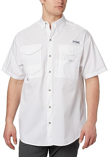 Columbia Bonehead - Camisa de Trabajo de Manga Corta para Hombre, cómoda y Transpirable, Gorra Blanca, Talla S