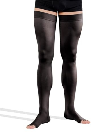 TONUS ELAST 23-32 mmHg Kompressionsstrümpfe, offene Zehen, KKL 2 Stützstrümpfe ohne Spitze für Damen & Herren, medizinische Thrombosestrümpfe, Klasse 2 bei Krampfadern (XL, 170-182 cm, Schwarz)