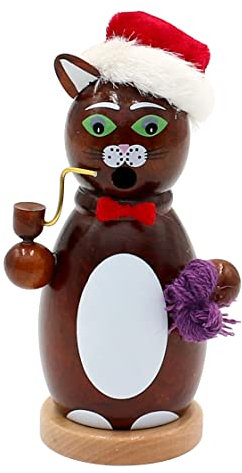 Holz-Räucherfigur Katze, in Dunkelbraun, ca. 13 cm