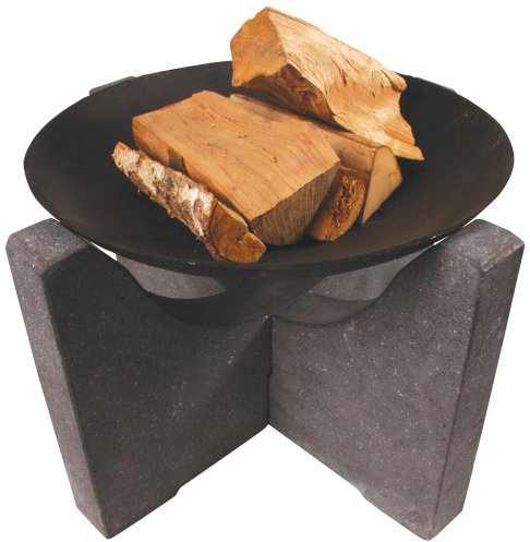 Esschert FF80 46 x 68 x 68cm Fire Bowl withFoot Cast-Iron/Granite - Black