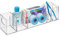 iDesign ,39680, organizer da bagno AA8, scatola portaoggetti in plastica con 8 scomparti e maniglie, organizer per cosmetici, medicinali e creme, trasparente