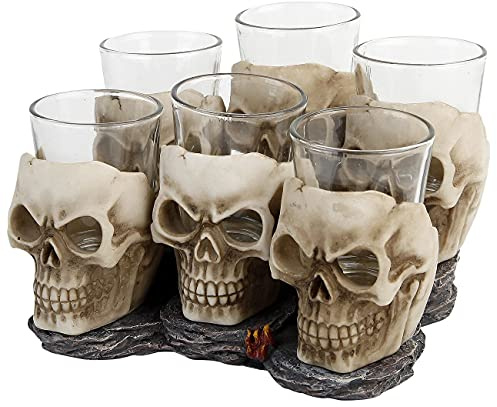 Nemesis Now Six Shooter Skulls None Schnapsglas-Set altweiß