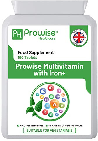 Multivitamin & Eisen 180 Tabletten (6 Monate Dosis) Immununterstützung - One A Day Multivitaminpräparat - UK Hergestellt | GMP-Standards von Prowise Healthcare - Geeignet für Vegetarier