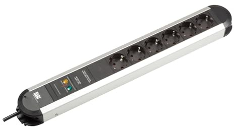 BACHMANN 331.006 Steckdosenleiste Primo 6X Schutzkontaktsteckdosen mit Gerätevollschutz, Zuleitung 1,75 m, Schwarz