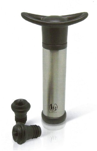 Vin Bouquet FIC 003 - Vakuumpumpe zur Konservierung von Weinen mit Zwei Verschlüssen, Schwarz und Silber