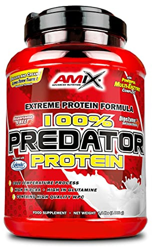 AMIX - Proteínas para Aumentar Masa Muscular - Predator - 1 Kg - Ayuda al Crecimiento Muscular - Libre de Aspartamo - Proteína de Suero de Calidad - Ideal para Batidos de Proteínas - Sabor Fresa