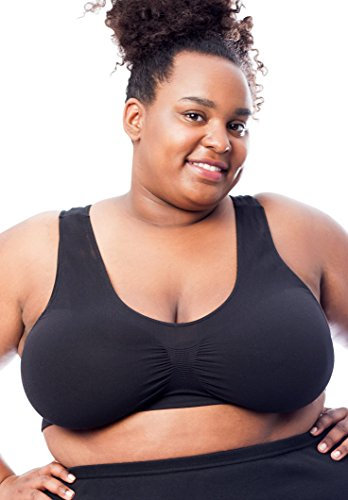 All Woman Large Pull-Over Seamless Bra Sizes Up to 56E (XL, Black)