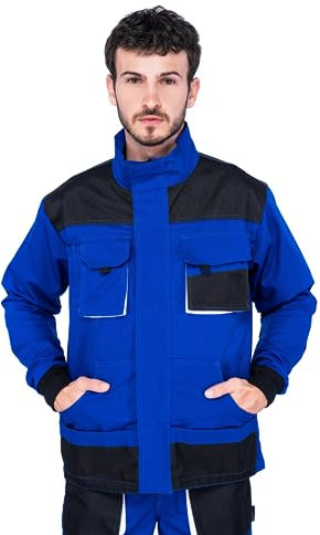 Arbeitsjacke männer, Arbeitsjacken herren, Schutzjacke mit vielen Taschen, Arbeitskleidung männer Größen S-XXXL, Qualität (M, Blau)