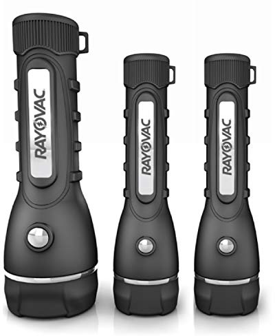Rayovac LED Flashlight 3 Pack, Rubber Grip Flash Light Set with Batteries Included - Perfect for Power Outages, Emergency Situations, Camping, Hiking, Dog Walking (3 Pack)